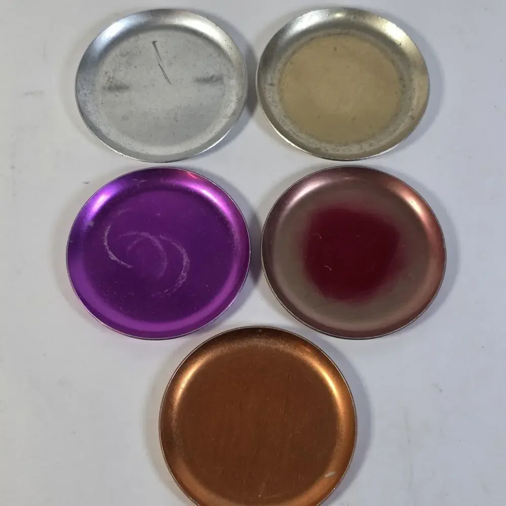 Vintage Heller Hostess Ware Colorama Aluminum Coasters Set 5 MCM Italy USED